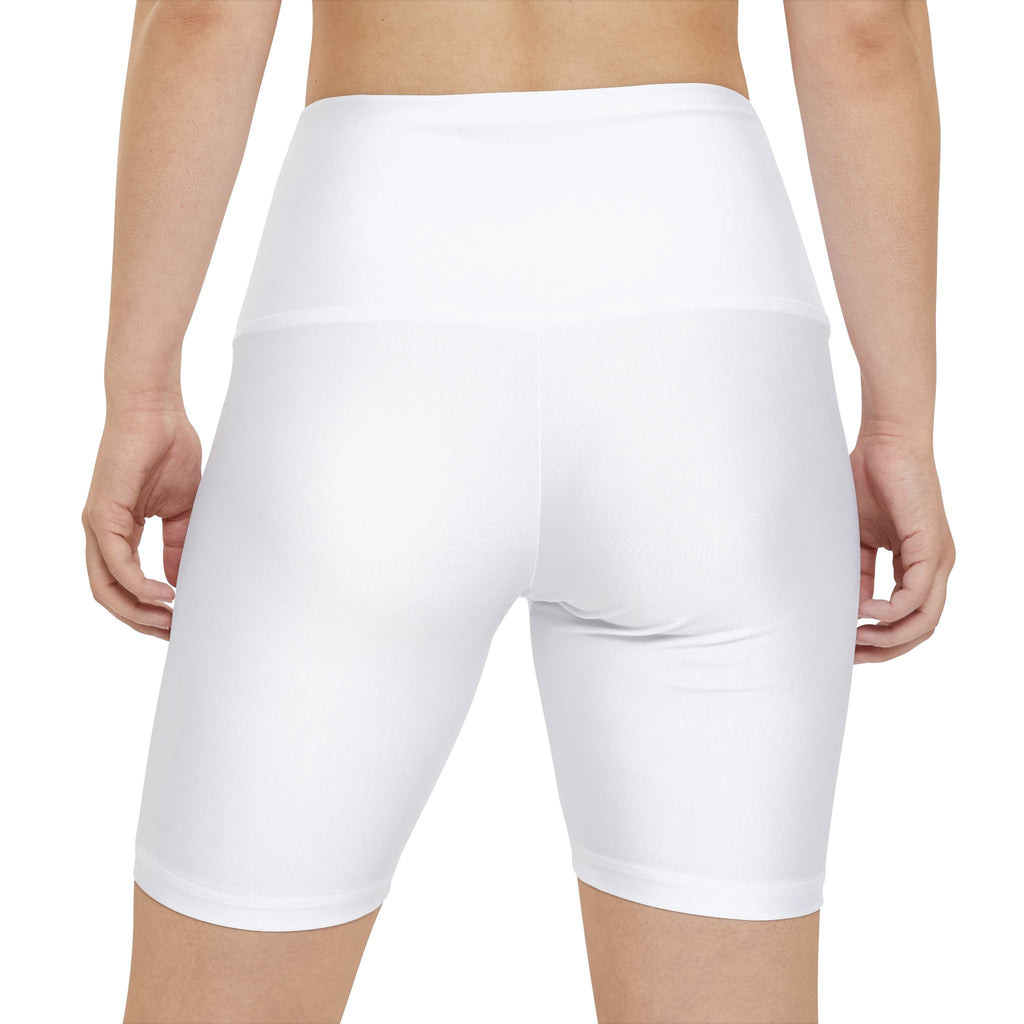 O/D. Weiße Damen-Trainings-Radlerhose – Sportliche Radlerhose mit hoher Taille