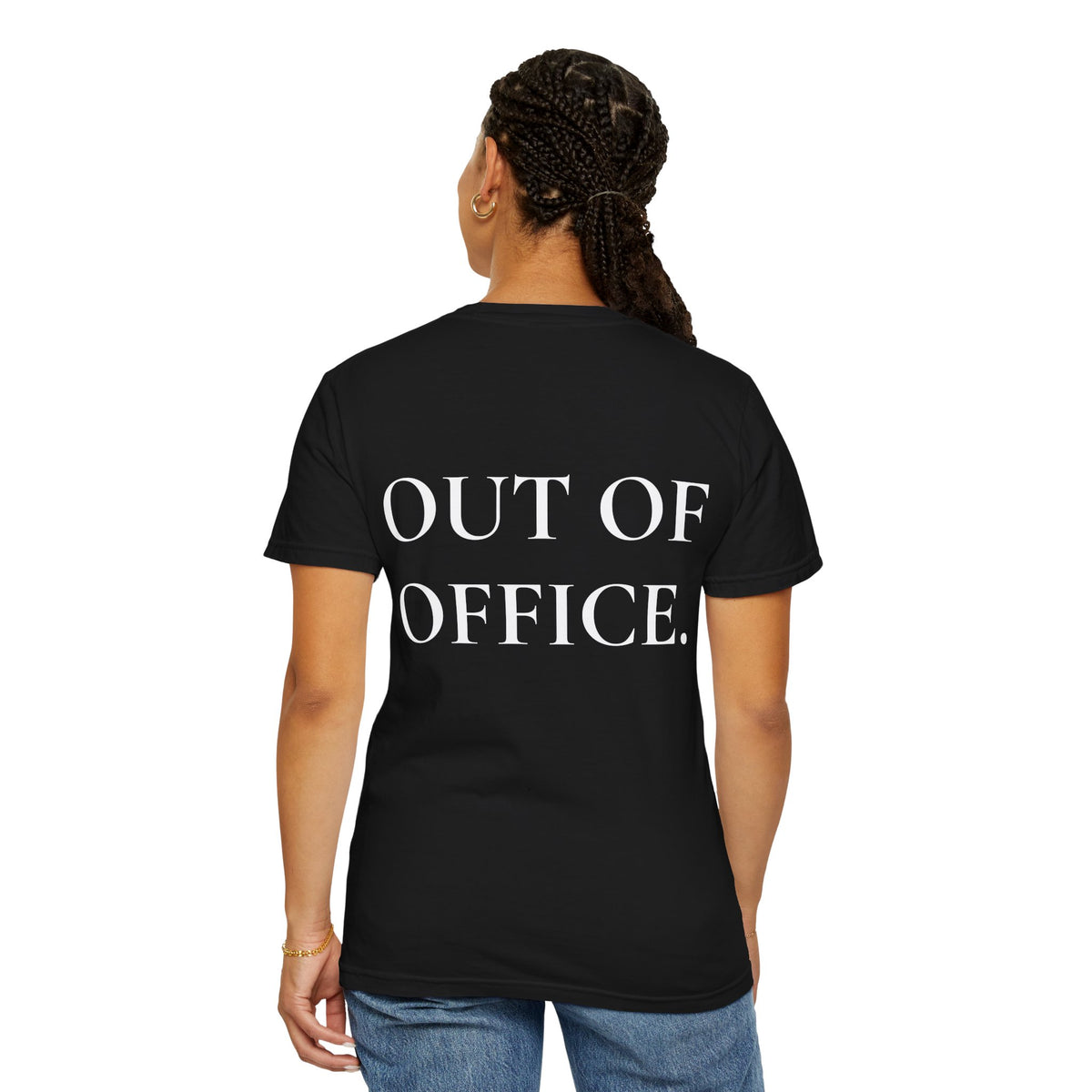 Damen T-Shirt „OFF DUTY“ – Minimalistisches „Out of Office“ Büro-Flucht Shirt