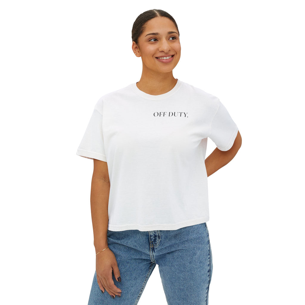 "OFF DUTY." Women's Boxy Tee