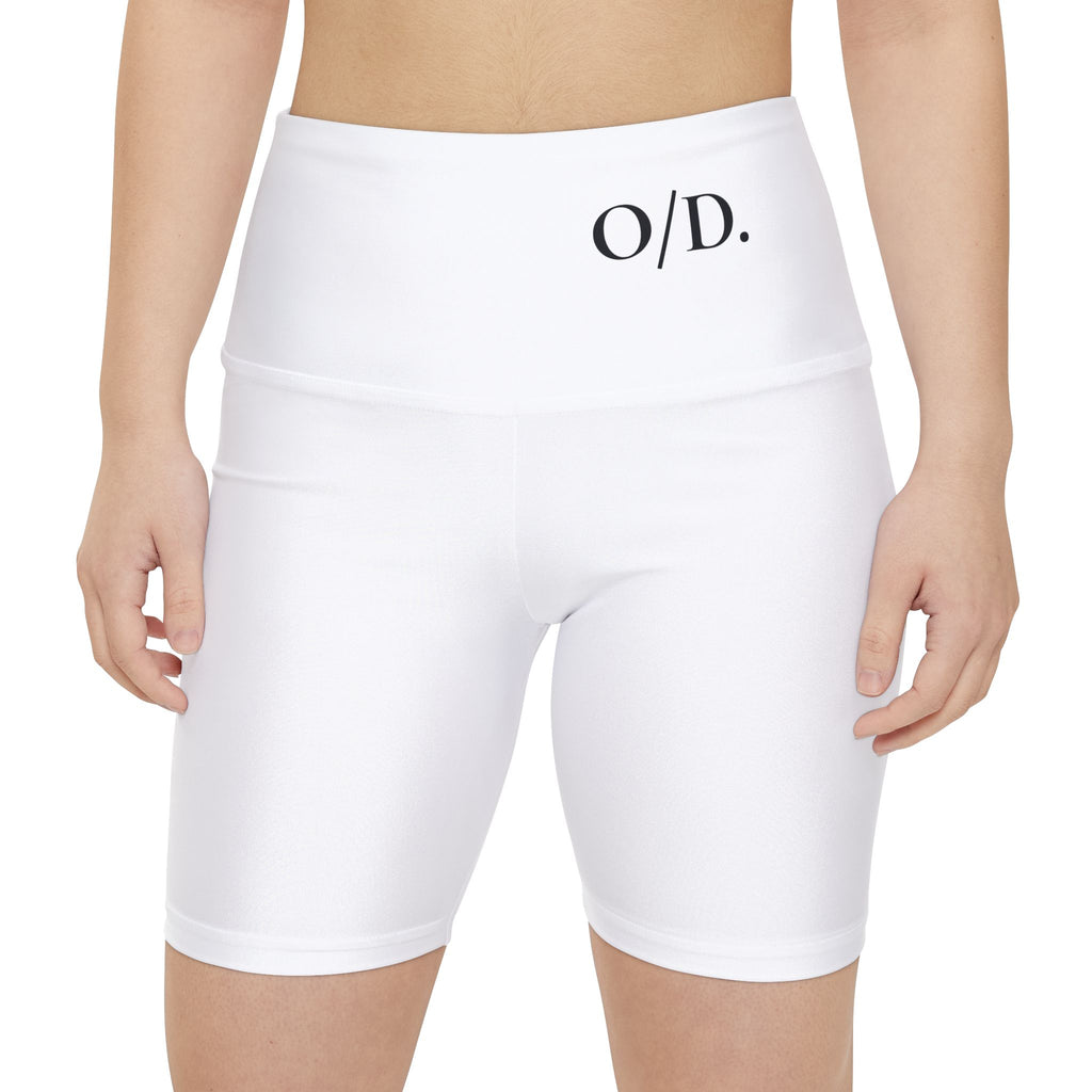 O/D. Weiße Damen-Trainings-Radlerhose – Sportliche Radlerhose mit hoher Taille
