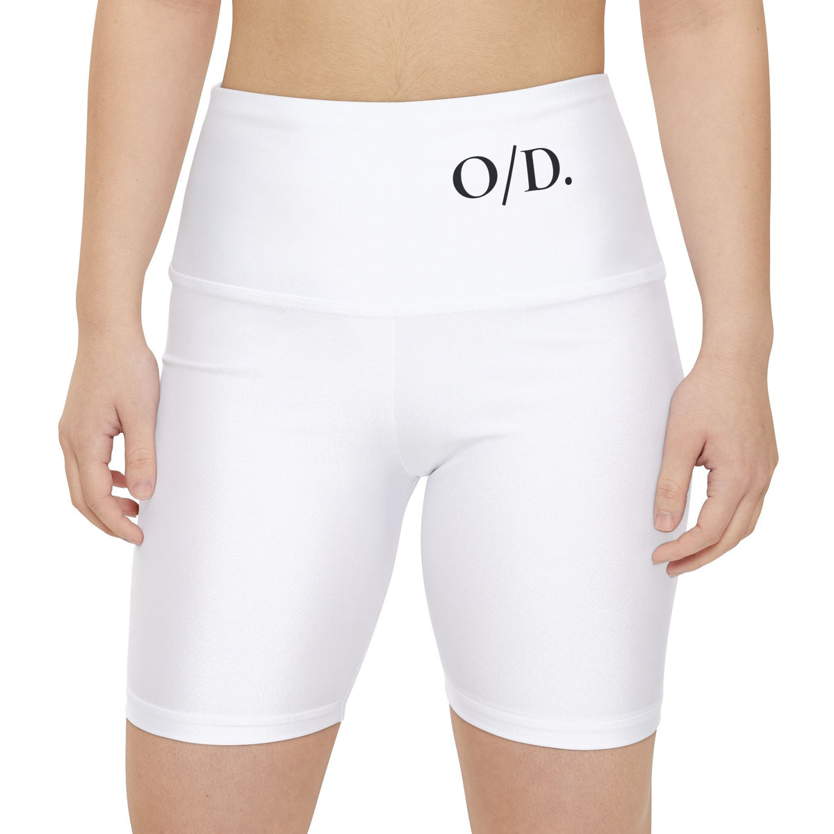 O/D. Women's White Workout Bike Shorts – High-Waist Athletic Biker Shorts