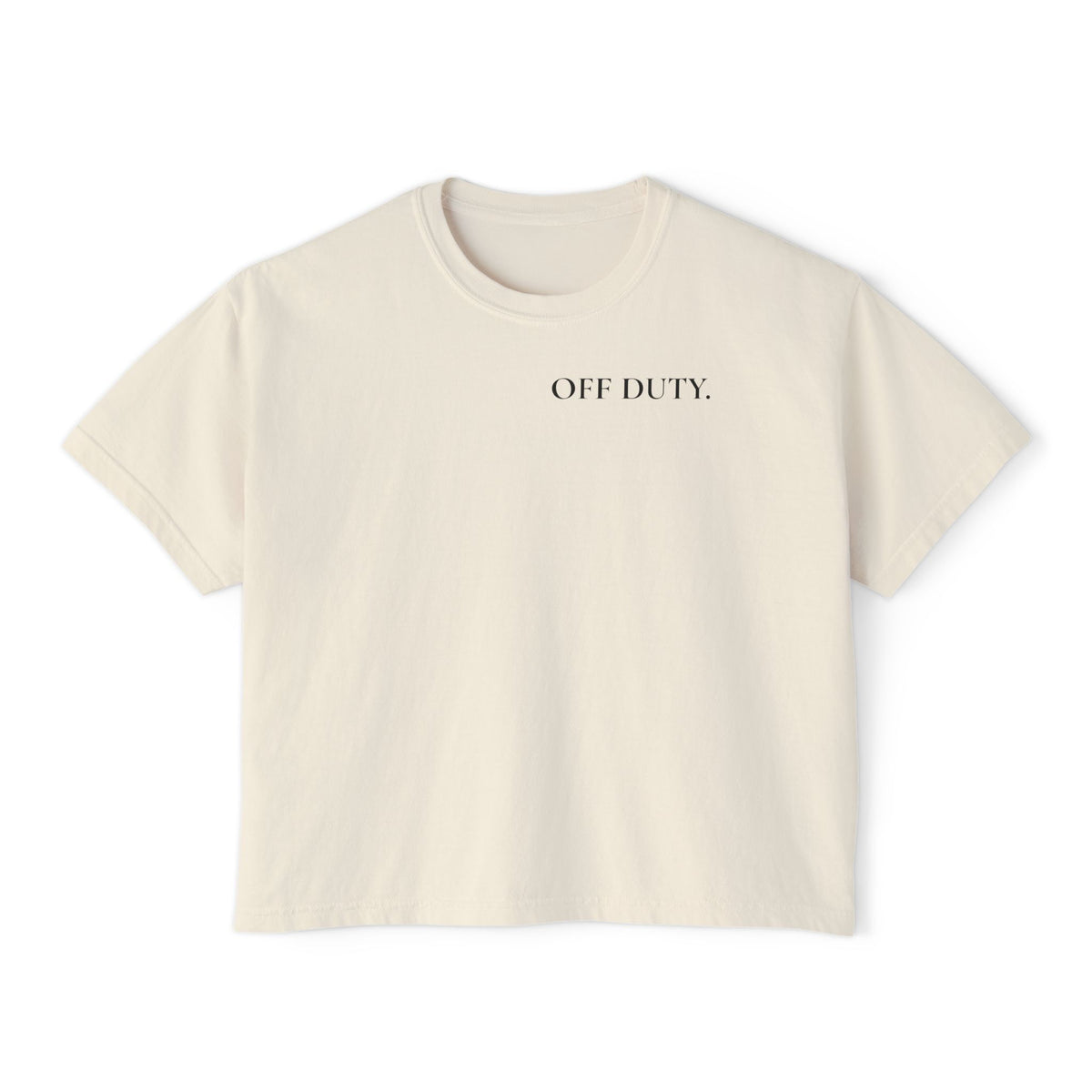 „OFF DUTY.“ Boxy-T-Shirt für Damen — Lässiges bauchfreies T-Shirt