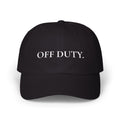 Gorra tipo "Dad Cap" negra "OFF DUTY". Bordada