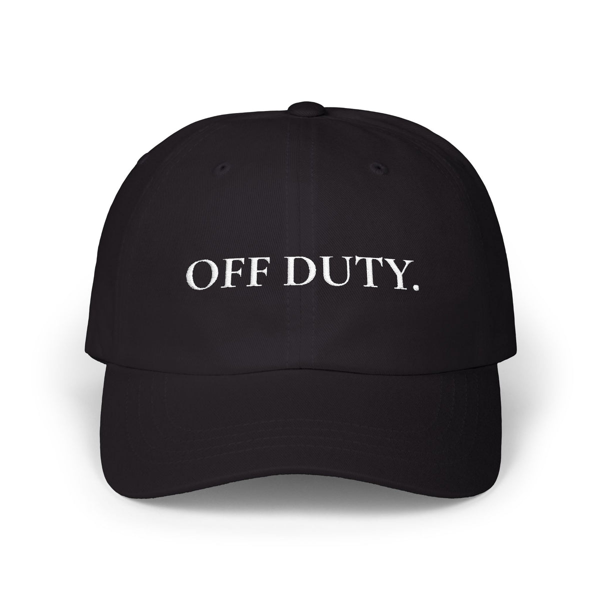 Black Dad Cap "OFF DUTY." Embroidered