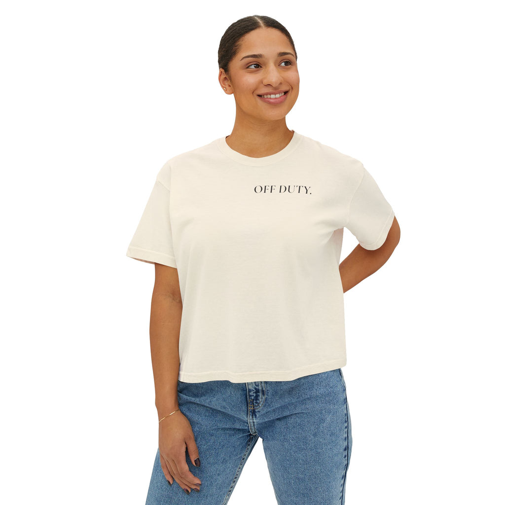"OFF DUTY." Women's Boxy Tee