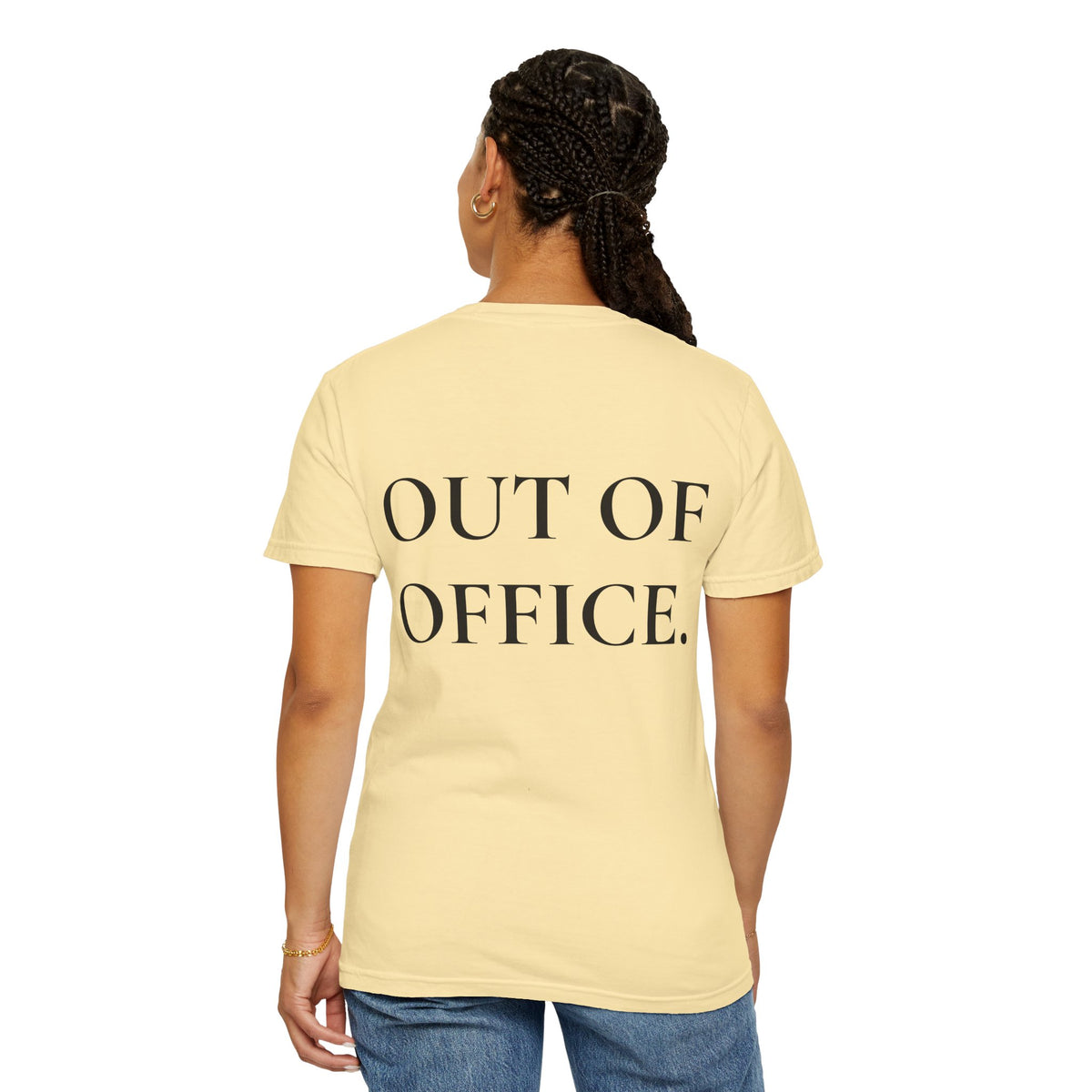 Damen T-Shirt „OFF DUTY“ – Minimalistisches „Out of Office“ Büro-Flucht Shirt
