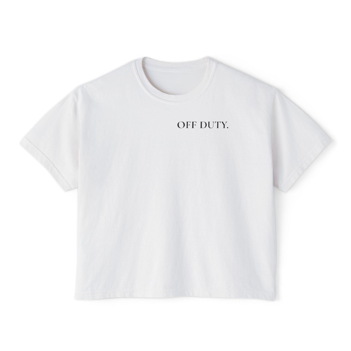 „OFF DUTY.“ Boxy-T-Shirt für Damen — Lässiges bauchfreies T-Shirt