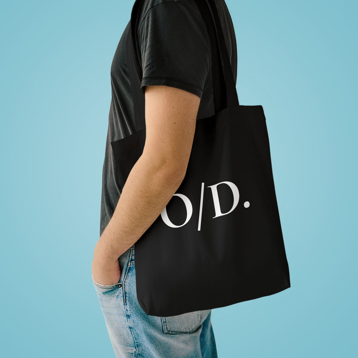 Black Cotton Tote Bag "O/D."