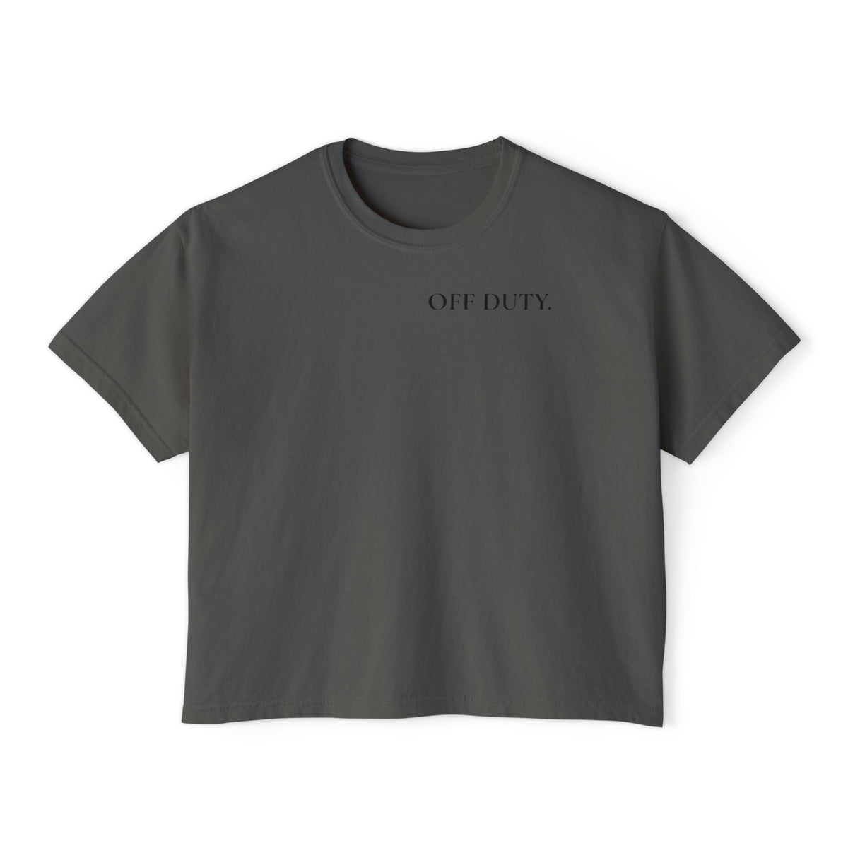 „OFF DUTY.“ Boxy-T-Shirt für Damen — Lässiges bauchfreies T-Shirt