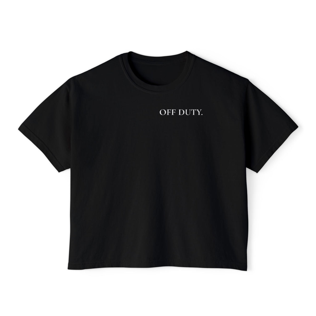 „OFF DUTY.“ Boxy-T-Shirt für Damen — Lässiges bauchfreies T-Shirt