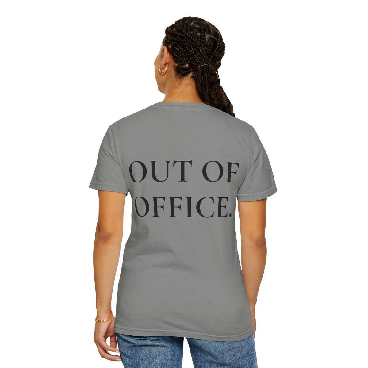 Damen T-Shirt „OFF DUTY“ – Minimalistisches „Out of Office“ Büro-Flucht Shirt