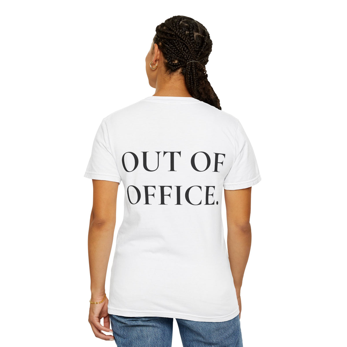 Damen T-Shirt „OFF DUTY“ – Minimalistisches „Out of Office“ Büro-Flucht Shirt